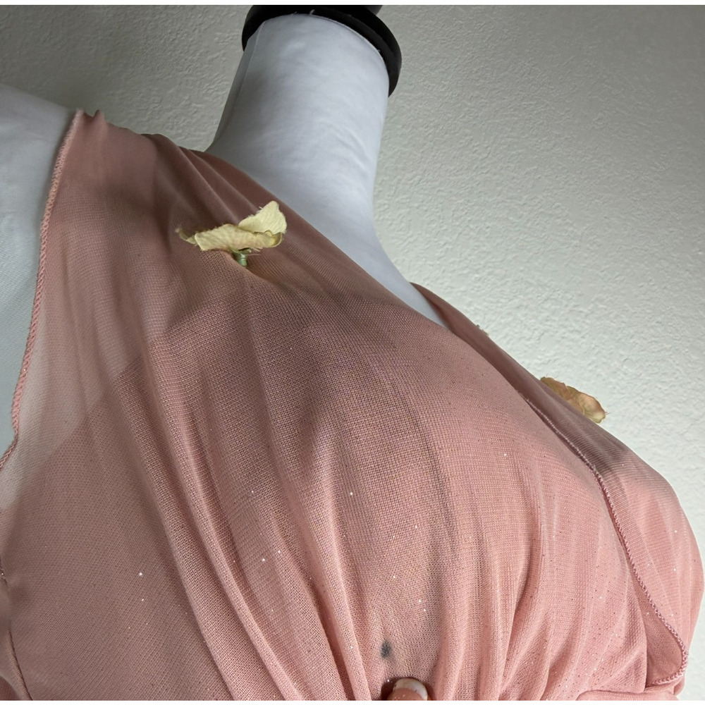 VTG Y2K Speechless Fairy Flower Dress Pink Halter Babydoll Glitter Embroidered - Picture 11 of 11